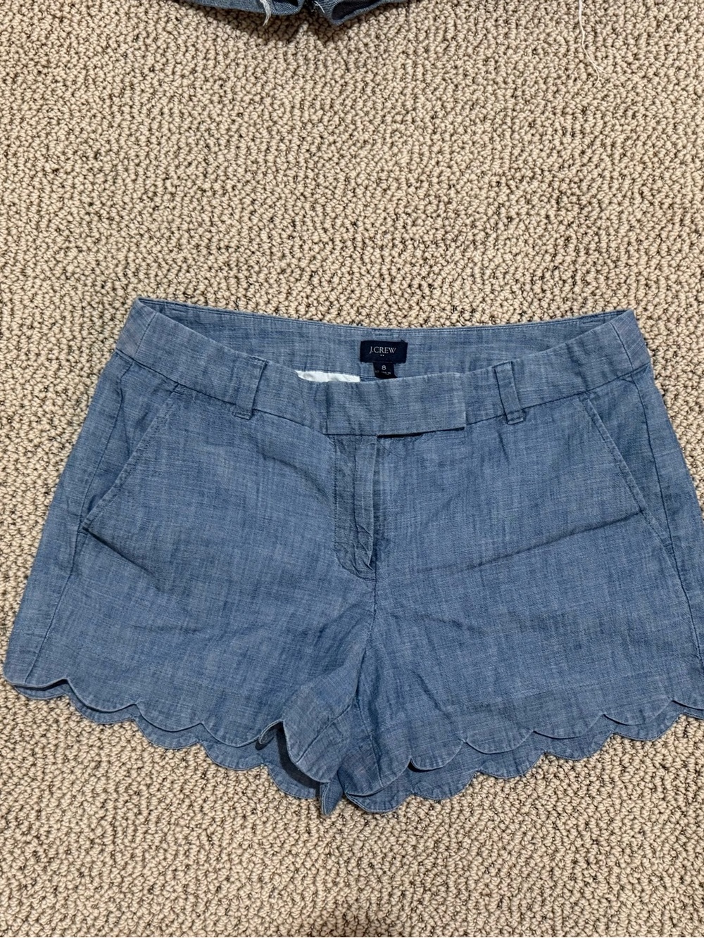 J. Crew Chambray Scallop-Hem Women's Shorts in Blue